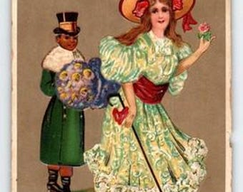 Vintage 1908 Embossed Birthday Greetings Postcard with Victorian Children