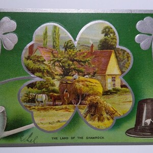Carte postale de la Saint-Patrick Le pays du trèfle AMP 1910 en relief cheval poney cadeau unique