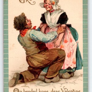 Frances Brundage Postkarte Valentin Liebt Grußholländisches Paar Kniend 116 Tuck