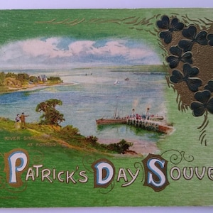 Carte postale de la Saint-Patrick John Winsch River Shannon at Foynes Boats Dock 1910 Cadeau unique
