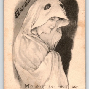 Halloween Postkarte Mai L Farini Frauen In Umhang Gespenst Kostüm 1912 Spooks Spirits Einzigartiges Geschenk