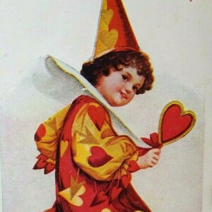 Carte postale de la Saint-Valentin, des coeurs de clowns sont des atouts, non signée Ellen Clapsaddle, cadeau unique inutilisé