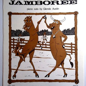 Western Jamboree Anthropomorphic Horse Bull Dance Sheet Music 1981 Glena Austin
