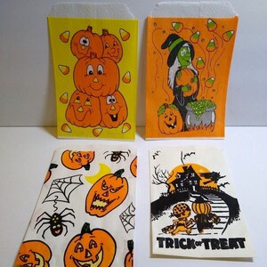 Halloween Candy Trick Or Treat Bags Pumpkins Haunted House Witch Spider Moon (4) Unique Gift