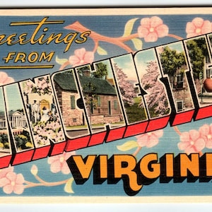 Carte postale d'État en lin, grande lettre, Winchester en Virginie des années 1940, VA