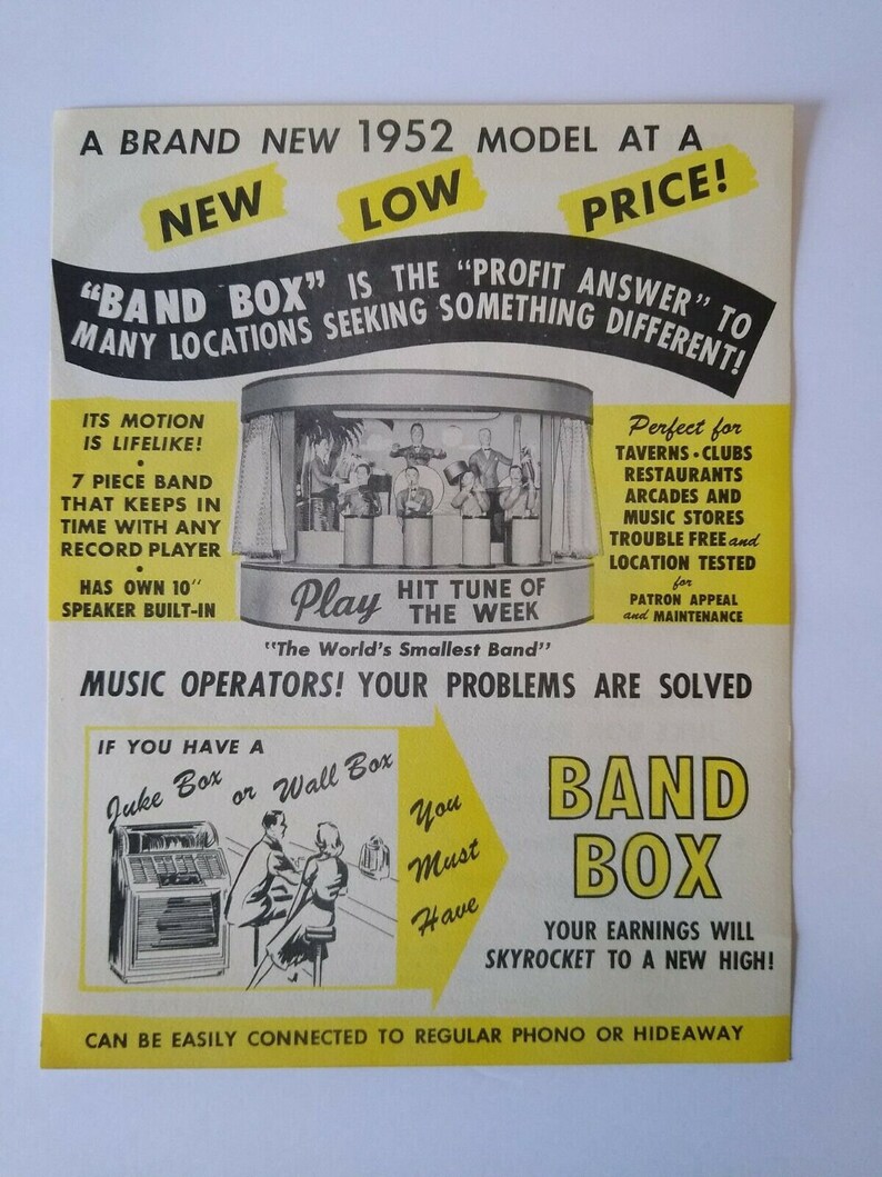 Chicago Coin Band Box Jukebox Flyer 1952 Original Animated Etsy