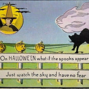 Halloween Postkarte Schwarze Katzen Hexe Erscheint im Vollmond Metropolitan News 412 Einzigartiges Geschenk