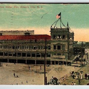 Carte postale d'Atlantic City, New Jersey, Young's Million Dollar Pier Boardwalk 1913, cadeau unique