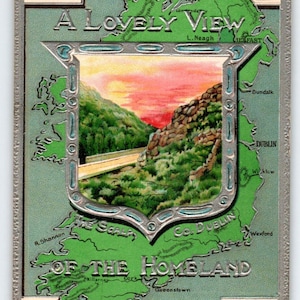 Carte postale de la Saint-Patrick Une belle vue de la patrie en relief Dublin Irlande