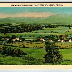 Carte postale de la vallée de Shenandoah, Mt Sidney, Virginie, cadeau unique vintage en lin de VA Mountain