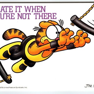 Garfield Cat Postkarte Hochdrahtseil Akt Acrobat Jim Denim 1978 Ungebraucht Orange Kitty