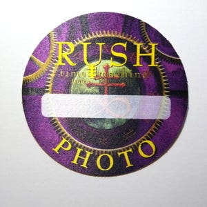 Rush time Machine Backstage Pass Original 2010 Hard Rock Music Photo Purple