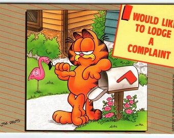 Garfield I Lodge A Complaint Postcard Signed Jim Davis Comic Cat 1978 Unused Unique Gift