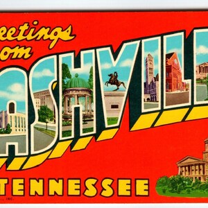 Greetings From Nashville Tennessee Große Großbrief Postkarte Chrome Curt Teich