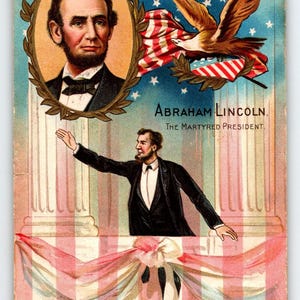 Carte postale souvenir du centenaire d'Abraham Lincoln, vintage, 1912, président politique