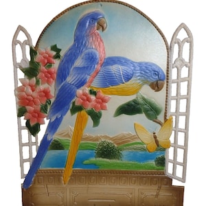 カレンダートップ オウム 蝶 花 水の景色 ダイカット 厚手 ダイカット ドイツ ユニークなギフト