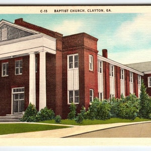 Baptist Church Building Carte postale Clayton en Géorgie, cadeau unique en lin vintage GA, carte postale unique