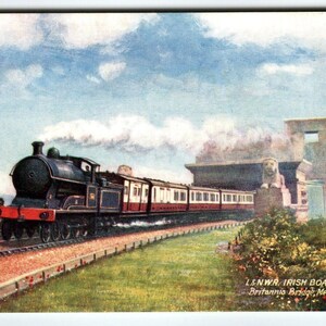 Carte postale de train de chemin de fer Raphael Tuck 1909 BATEAU IRLANDAIS LNW Express Railway 9662
