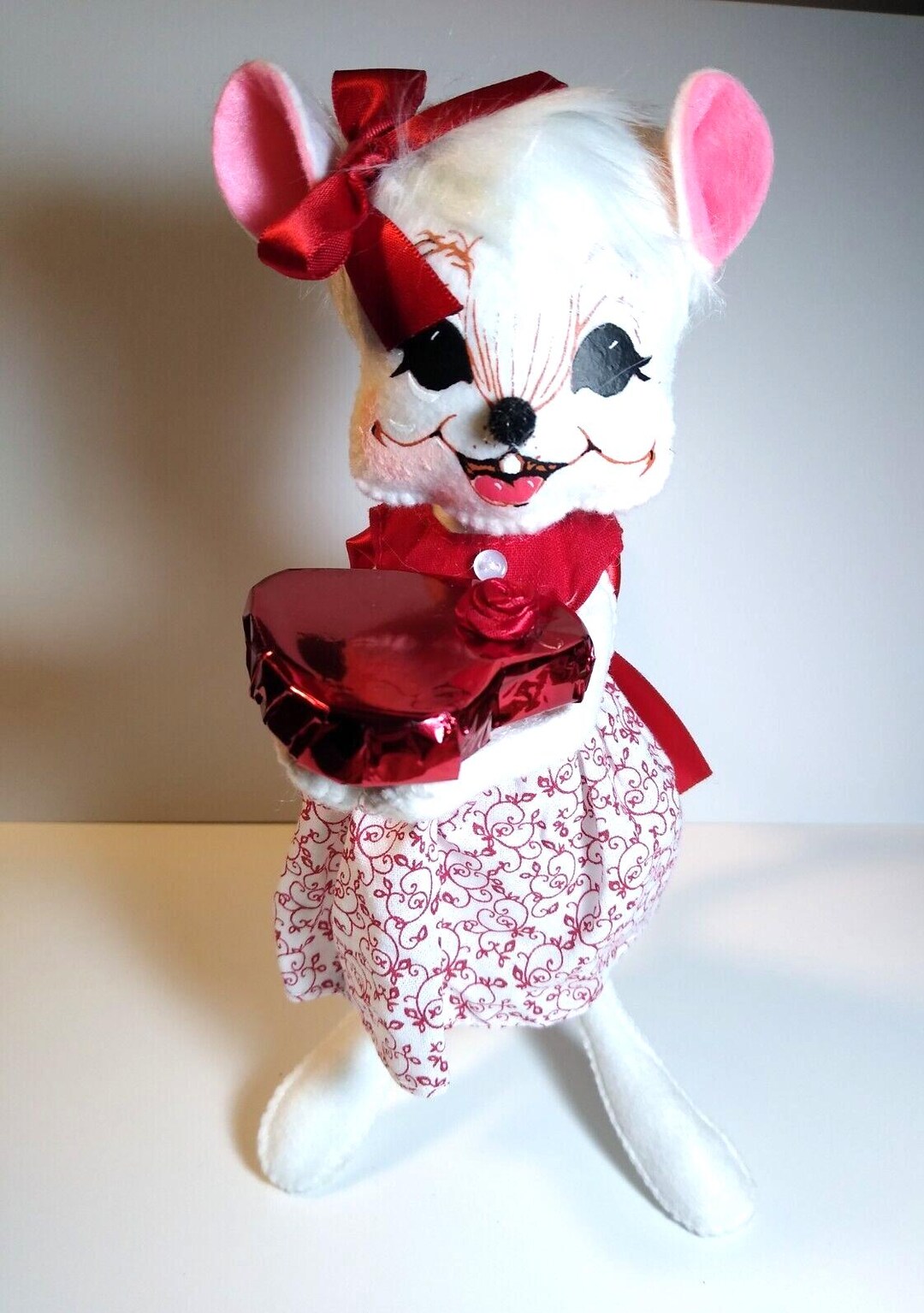 6in Basket of Hearts Mouse - Annalee Dolls Annalee Mouse with Valentines Day Conversation Hearts main image 2