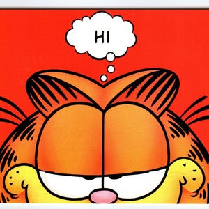 Carte postale Garfield Says Hi, Jim Davis vintage 1978 salutations inutilisées cadeau pour amoureux des chats
