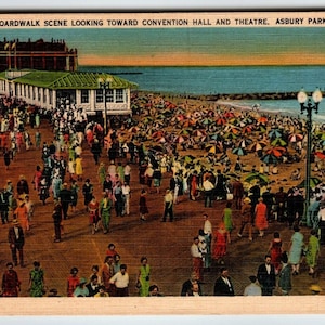 Carte postale Asbury Park Boardwalk Convention Hall New Jersey Beach Town Ocean Linen Carte postale cadeau unique