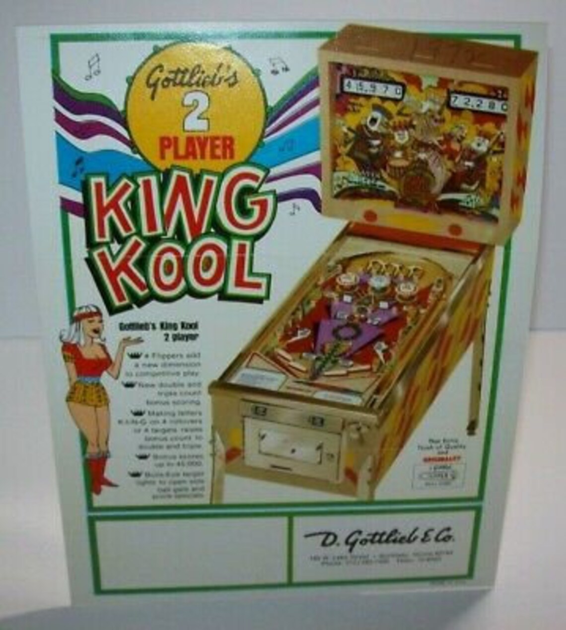 King Kool Pinball FLYER Original 1972 Groovy Mod Retro Game Etsy