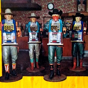 Carte postale d'hôtel de casino de Las Vegas, cadeau unique de machines à sous de cow-boy manchot du Nevada