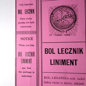 Bol Lecznik Liniment Pharmacy Vintage EMPTY Box Universal Medicine Chicago ILL