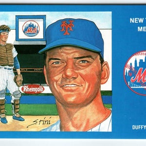 1969 NY Mets Baseball Postkarte Susan Rini Duffy Dyer Unbenutzte Limitierte Edition Einzigartiges Geschenk
