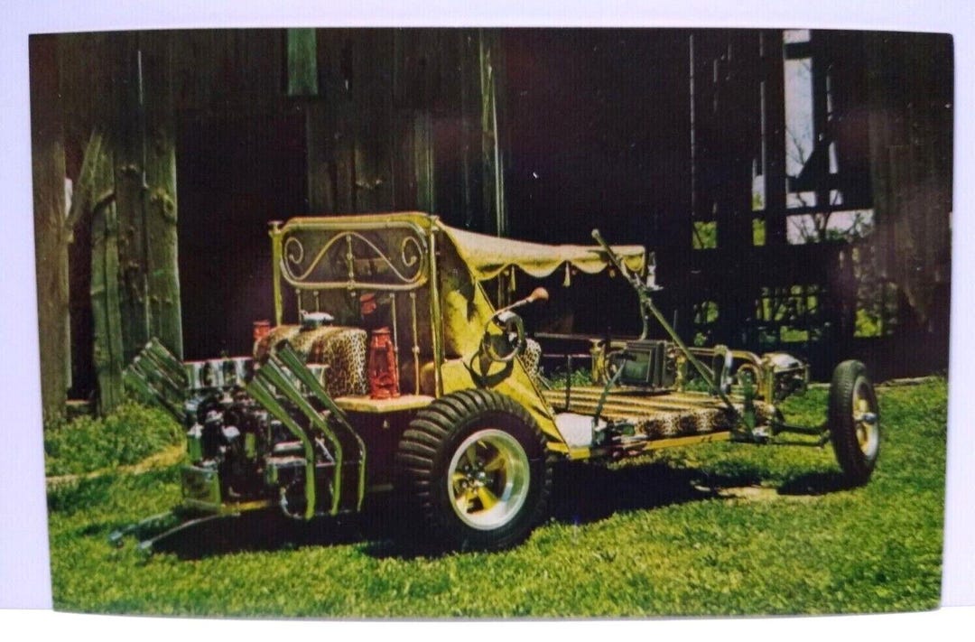 Bed Buggy Postcard Beatnik Race Car George Barris 60's Original