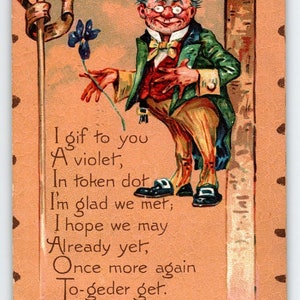 Carte postale Saint Valentin Tuck série 4 Irish Man Shamrock 1910 Texture vintage cadeau Unique