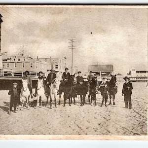 Antique Postcard - Atlantic City, NJ - Ponies on the Beach - Sepia New Jersey