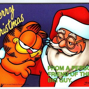Carte postale de Noël Garfield, père Noël, bande dessinée Jim Davis, chat tigré orange, 1978, cadeau unique