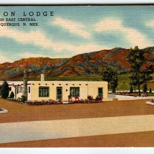 Carte postale Canyon Lodge Albuquerque Nouveau-Mexique Linen Curt Montagnes Teich Sandia