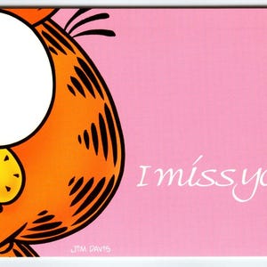Garfield Katze Postkarte I Miss You Jim Denim 1978 Orange Tabby Kätzchen Cartoon Einzigartiges Geschenk