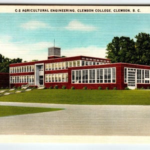 Carte postale en lin Agriculture Engineering Building Clemson en Caroline du Sud, cadeau unique vintage