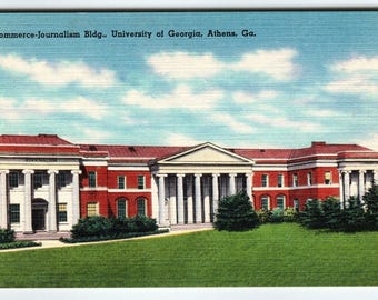 Vintage Linen Postcard Commerce-Journalism Bldg University of Georgia
