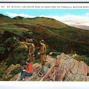 Carte postale en lin Mt. Mitchell et Motor Road The Pinnacle Western North Carolina