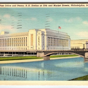 Bureau de poste 30th Street Station RR Philadelphie Pennsylvanie Carte postale en lin 1940
