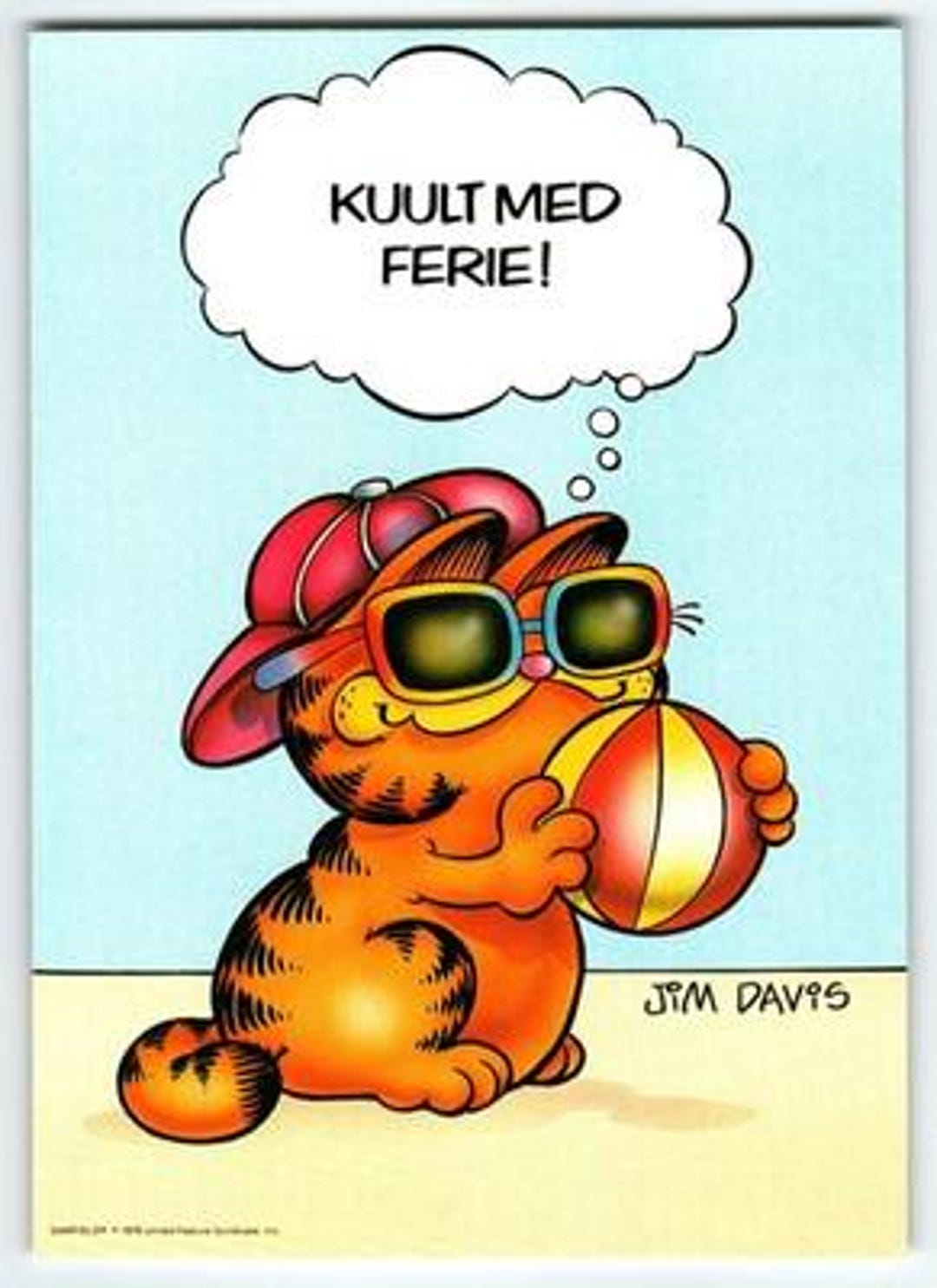 Vintage Garfield Postcard 2004 Jim Davis Beach Ball 'kuult Med