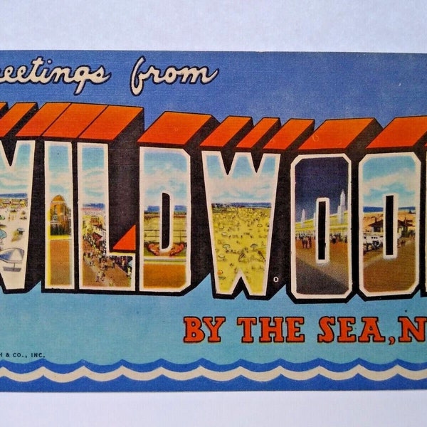 Greetings From Wildwood By The Sea New Jersey Postcard Large Letter Beach Town Unique Gift