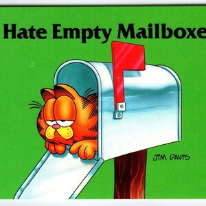 Garfield Ich hasse leere Briefkästen Postkarte Jim Deliuss Comic Orange Tabby Post 1978 Katzenliebhaber Geschenk