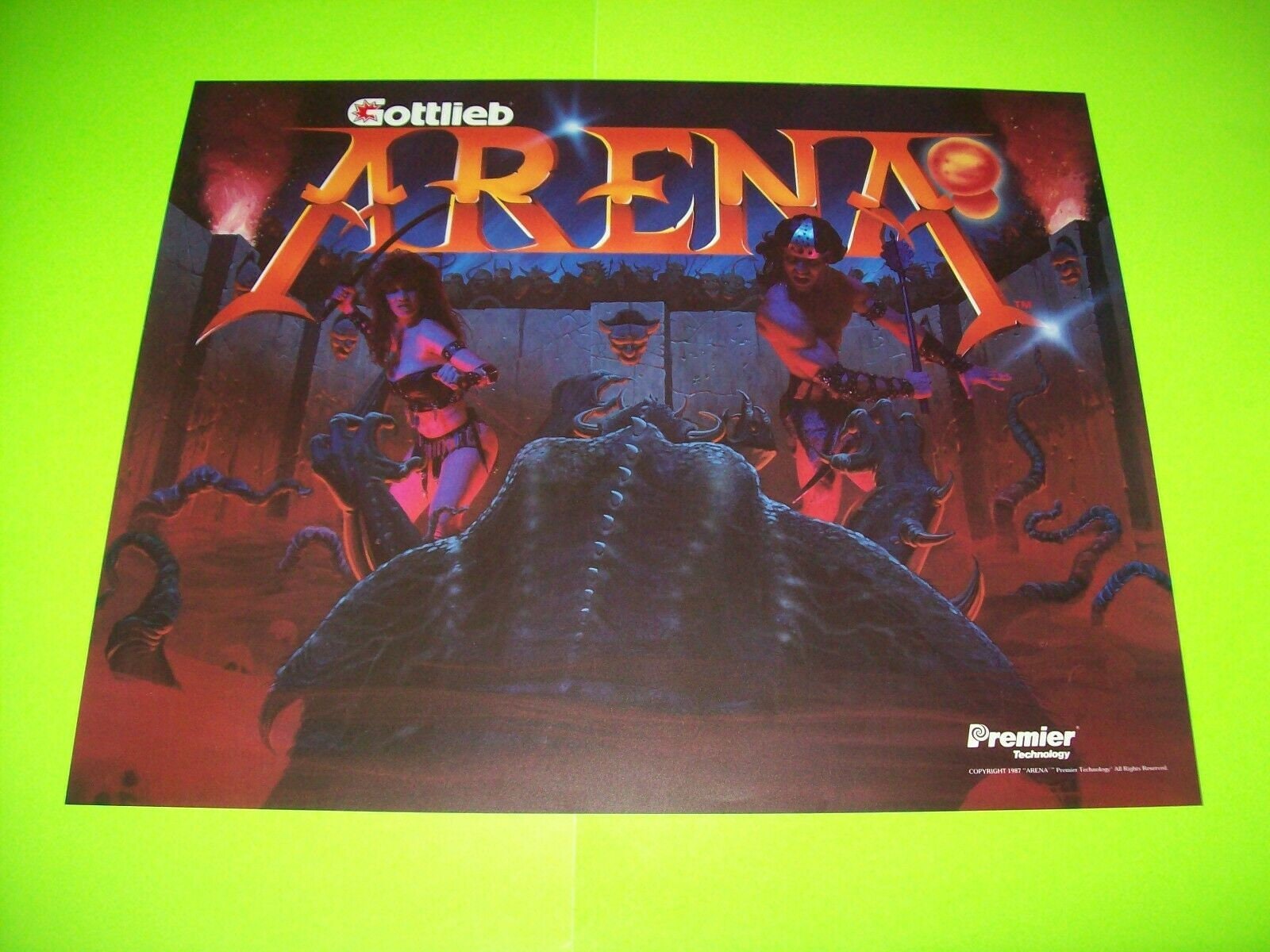 Arena Pinball Machine Translite Artwork Sheet Original NOS Etsy