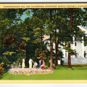 Carte postale vintage en lin Ridgecrest en Caroline du Nord Baptist Hall Assembly inutilisé