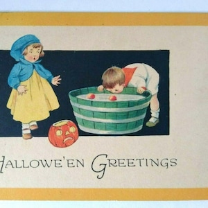 ヴィンテージ ハロウィーン ポストカード ギブソン チルドレン チェック コーナー 1922 モントローズ PA ユニークなギフト
