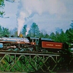 Railroad Postcard 2317 Canadian Pacific Locomotive Train Audio Visual Bridge Unique Gift