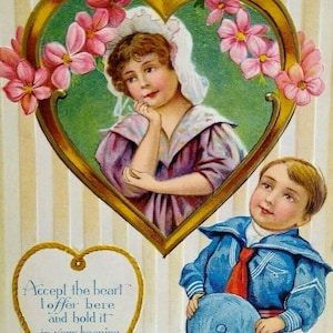 Carte postale Saint-Valentin Sailor Boy Rayé Fond Série 31 Nash vintage Original Cadeau Unique