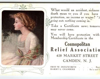 Sylvia Postcard Advertising Trade Card Cosmopolitan Relief Camden NJ 1909