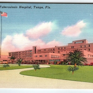 Nouveau Tuberculosis Hospital Tampa en Floride Carte postale en lin vintage inutilisé Tichnor cadeau unique
