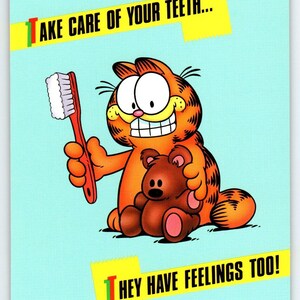 Garfield The Cat Postkarte mit Toothbrush signiertem Jim Denimis Comic 1978 Unbenutztes einzigartiges Geschenk
